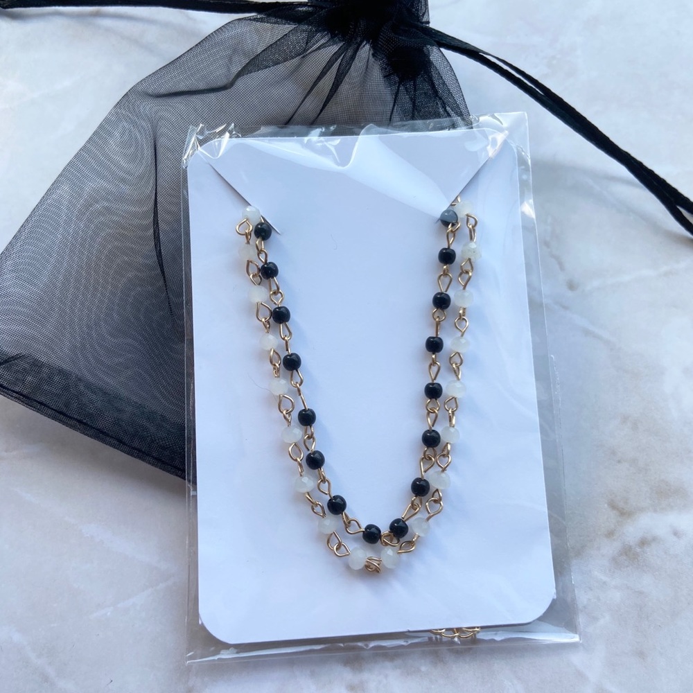 3/$15 Black & White Sea Bead Choker Set - Picture 3 of 3